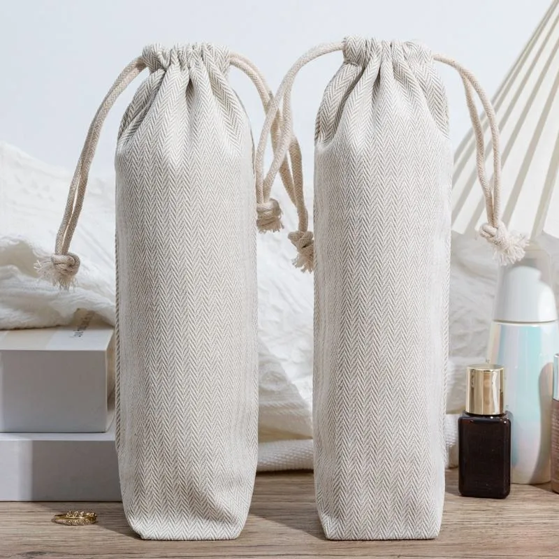 Textured Fabric Drawstring Pouch