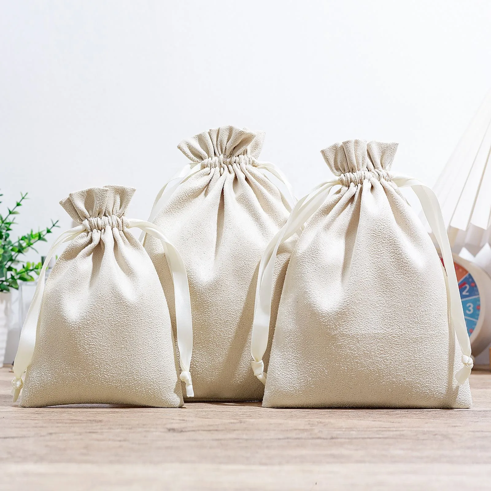 Suede-Look Drawstring Jewelry Pouch